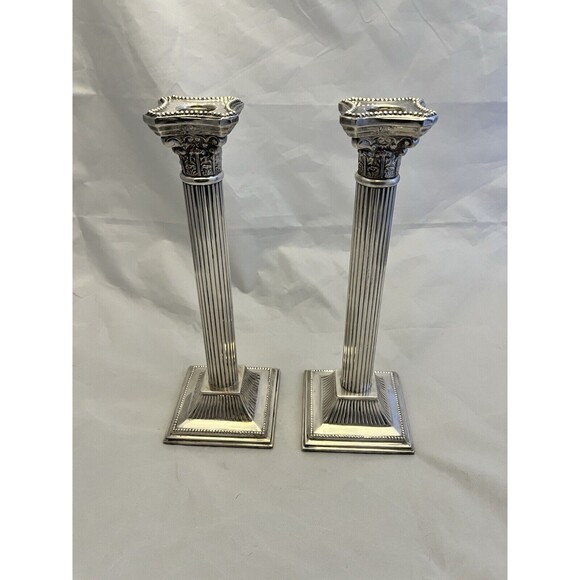 F.B. Rogers Silver Company Silver Plate Candlestick Pair Corinthian Columns VTG - Picture 11 of 11